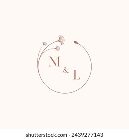 Diseños del logotipo del monograma de boda de ML como inspiración