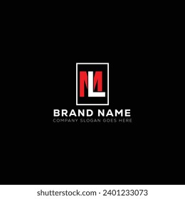 ML White Letter monogram Logo Design with Black Background. M L