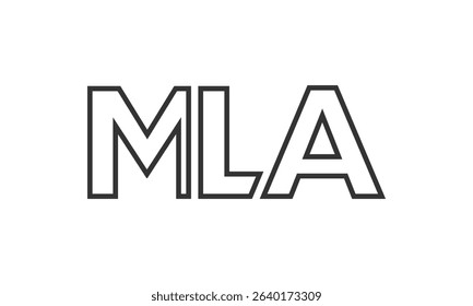 MLA logo design template with strong and modern bold text. Initial based vector logotype featuring simple and minimal typography. Trendy company identity ideal for businesses brand presence.