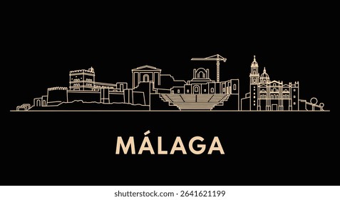 Mlaga Skyline Outline Minimalist City