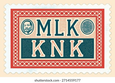 Vector conmemorativo de sellos postales de MLK Diseño de historia de derechos civiles