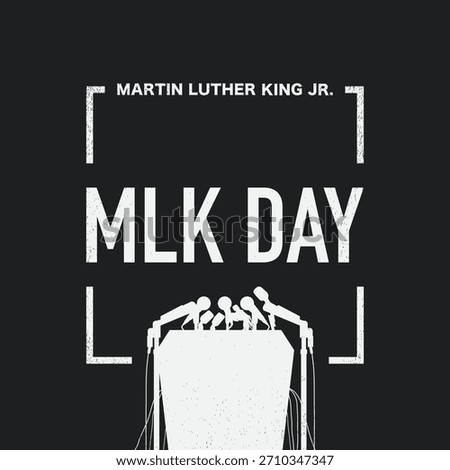 MLK Day banner design with podium silhouette. Vector illustration.