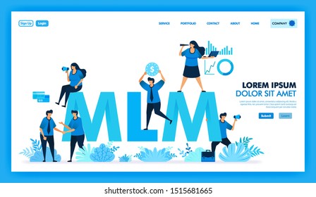 MLM affiliate program is get many downline and get profit. product value in multi level marketing business is looking for new customer and reseller to improve company. Flat illustration vector design.