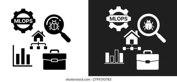 MLOps icons with business and analysis elements