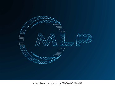 Projeto vetorial de logotipo de letra baixa MLP. Design de logotipo MLP poli inferior. Logotipo poli baixo.