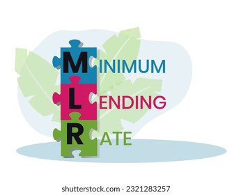 MLR, sigla de tipo mínimo de préstamo. Concepto con palabras clave, personas e iconos. Ilustración vectorial plana. Aislado sobre fondo blanco.