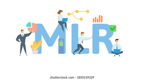 MLR, tipo mínimo de préstamo. Concepto con palabras clave, personas e iconos. Ilustración vectorial plana. Aislado sobre fondo blanco.