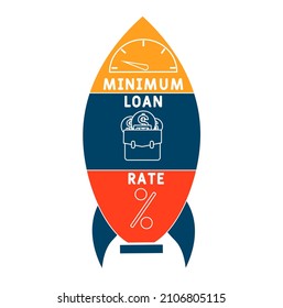 MLR - Tasa mínima de préstamo. fondo de concepto de negocio. concepto de ilustración vectorial con palabras clave e iconos. ilustración con iconos para banner web, volante, página de inicio
