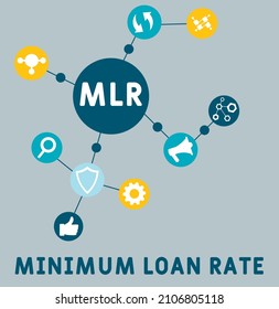 MLR - Tasa mínima de préstamo. fondo de concepto de negocio. concepto de ilustración vectorial con palabras clave e iconos. ilustración con iconos para banner web, volante, página de inicio