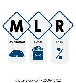 MLR - Tasa mínima de préstamo. fondo de concepto de negocio. concepto de ilustración vectorial con palabras clave e iconos. ilustración con iconos para banner web, volante, página de inicio