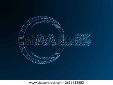 MLS low poly letter logo vector design. MLS lower poly logo design. Low poly logo.
