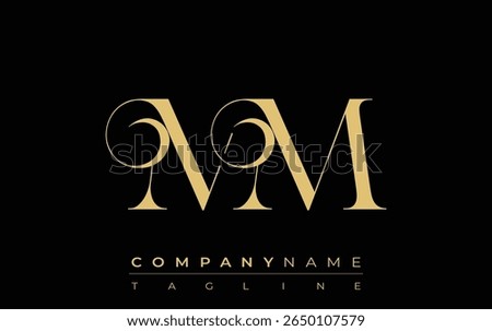 MM Abstract Creative Jewelry Logo. A stylish logo featuring golden monogram initials in an elegant and modern typography, perfect for branding