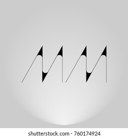 MM Black thin minimalist LOGO Design with Highlight on Gray background.
