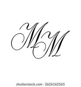 MM Calligraphy Monogram Initial Letters Logo