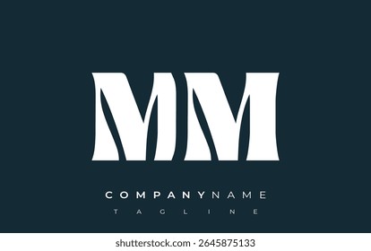 MM Creative Abstract Tipografia Design de logotipo. Logotipo elegante que combina tipografia arrojada e formas criativas, ideal para soluções de marca e identidade.