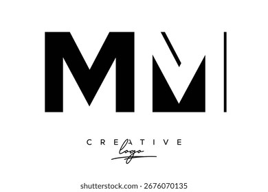 Logotipo minimalista creativo de MM de espacio negativo con monograma moderno para marca y logotipo de marca comercial con letras iniciales Diseño de logotipo para marca.