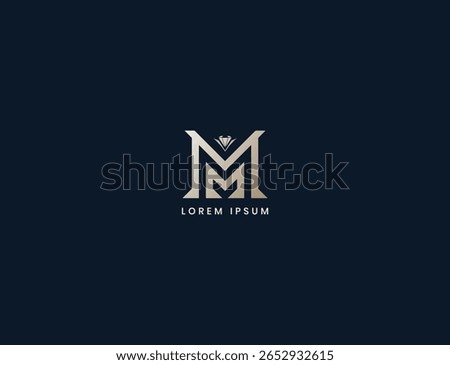 mm diamond letter logo design, mm jewellery business, mm modern initials