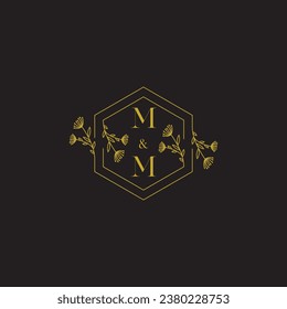MM elegant wedding initial logo in high quality professional design that will print well across any print media