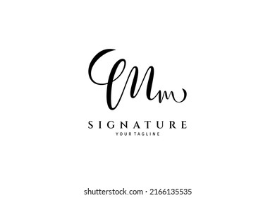 Mm handwritten logo template. Initial signature vector