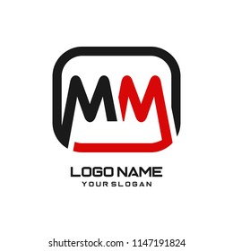 MM initial box letter logo template vector