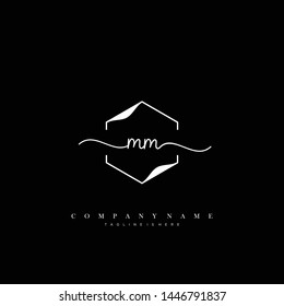 MM initial handwriting logo template vector