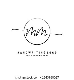 MM Vector de la plantilla del logotipo de escritura a mano inicial