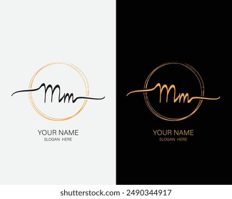 MM initial handwriting vector logo template