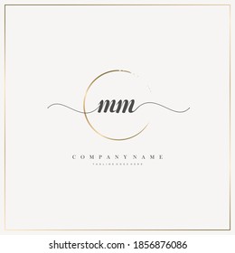 MM Initial Letter handwriting logo hand drawn template vector, logo for beauty, cosmetics, wedding, fashion and business
