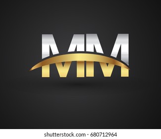 MM initial logo company name colored gold and silver swoosh design. vector logo for business and company identity.
