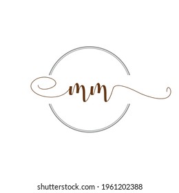 MM Initial Logo Handwriting template letter illustration