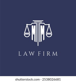MM initial monogram for lawfirm logo with scales vector image