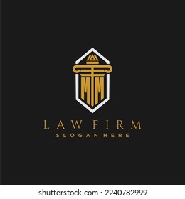 MM initial monogram logo for lawfirm with pillar in creative polygon design