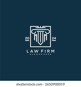 MM initial monogram logo for lawfirm with pillar design in creative square