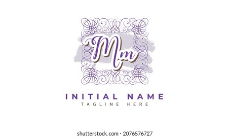 Mm Initials, handwriting logo vector