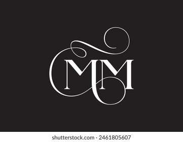 MM latter ligature typography logo design template