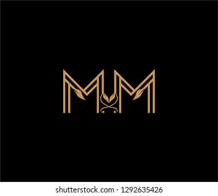 MM letter linear shape luxury flourishes ornament logotype