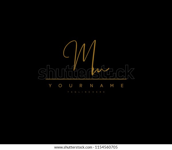 Mm Letter Manual Elegant Minimal Signature Stock Vector (royalty Free 