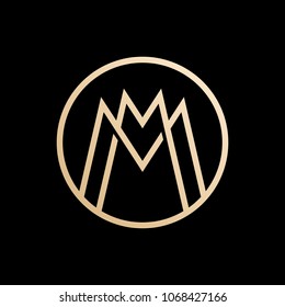 MM lettermark monogram circle round logo vector