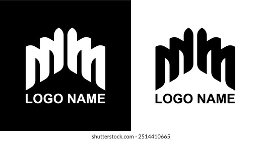 MM letters logo on black and white background