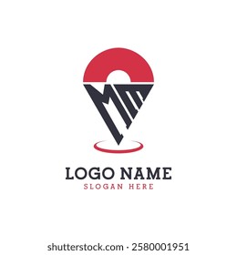 MM Location Icon Design. Modern MM Pinpoint Logo for Navigation, Map Apps, and Location Based Businesses