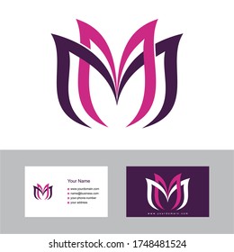 MM logo design with a business card template