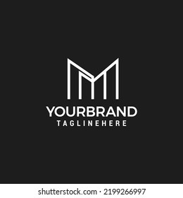 Diseño de logotipo MM Modelo de diseño de línea de logotipo carta inicial vector