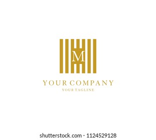 MM logo isolated gold lines shape vector template