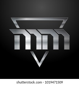 MM Logo, Metal Logo, Silver Logo, Monogram, Polygon