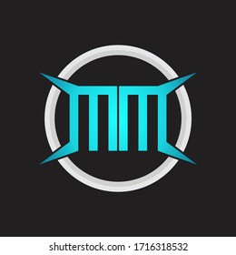 Monograma de logotipo MM con plantilla de diseño de forma circular y de cuatro ejes