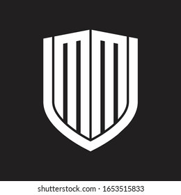 MM Logo monogram with emblem shield design isolated on black background