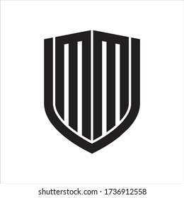 MM Logo monogram with emblem shield design isolated on white background