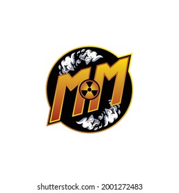 MM Logo Monogram Gaming with Gas Shape designs template vector icon modern