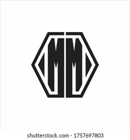 MM Logo-Monogramm mit sechseckiger, abgerundeter Design-Vorlage auf weißem Hintergrund