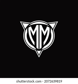 Monograma de logotipo MM aislado con forma de círculo y tres plantillas de diseño de flecha